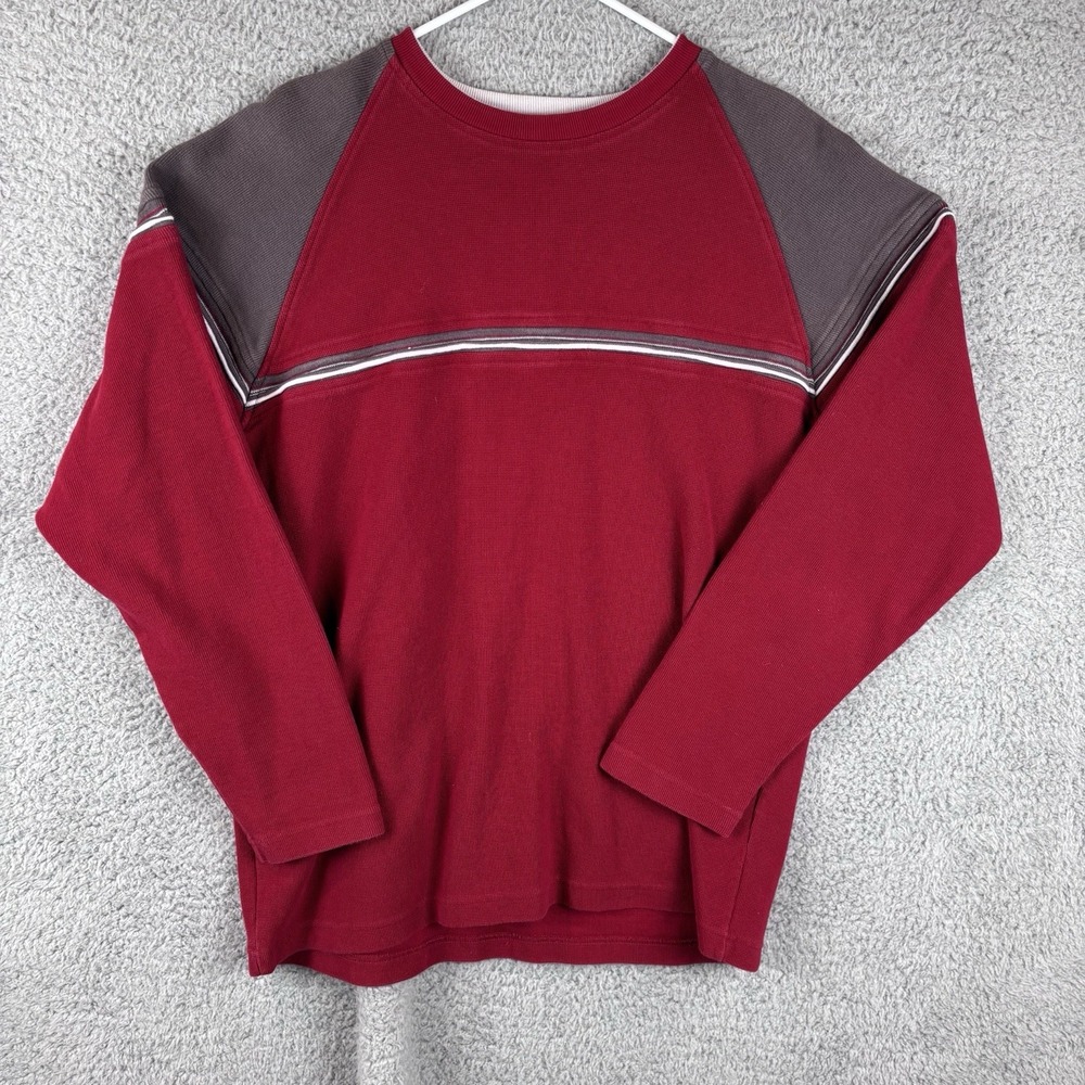 Vintage Point Zero Sweater Mens XL‎ Red 90s Y2K Skater Grunge Red Gray